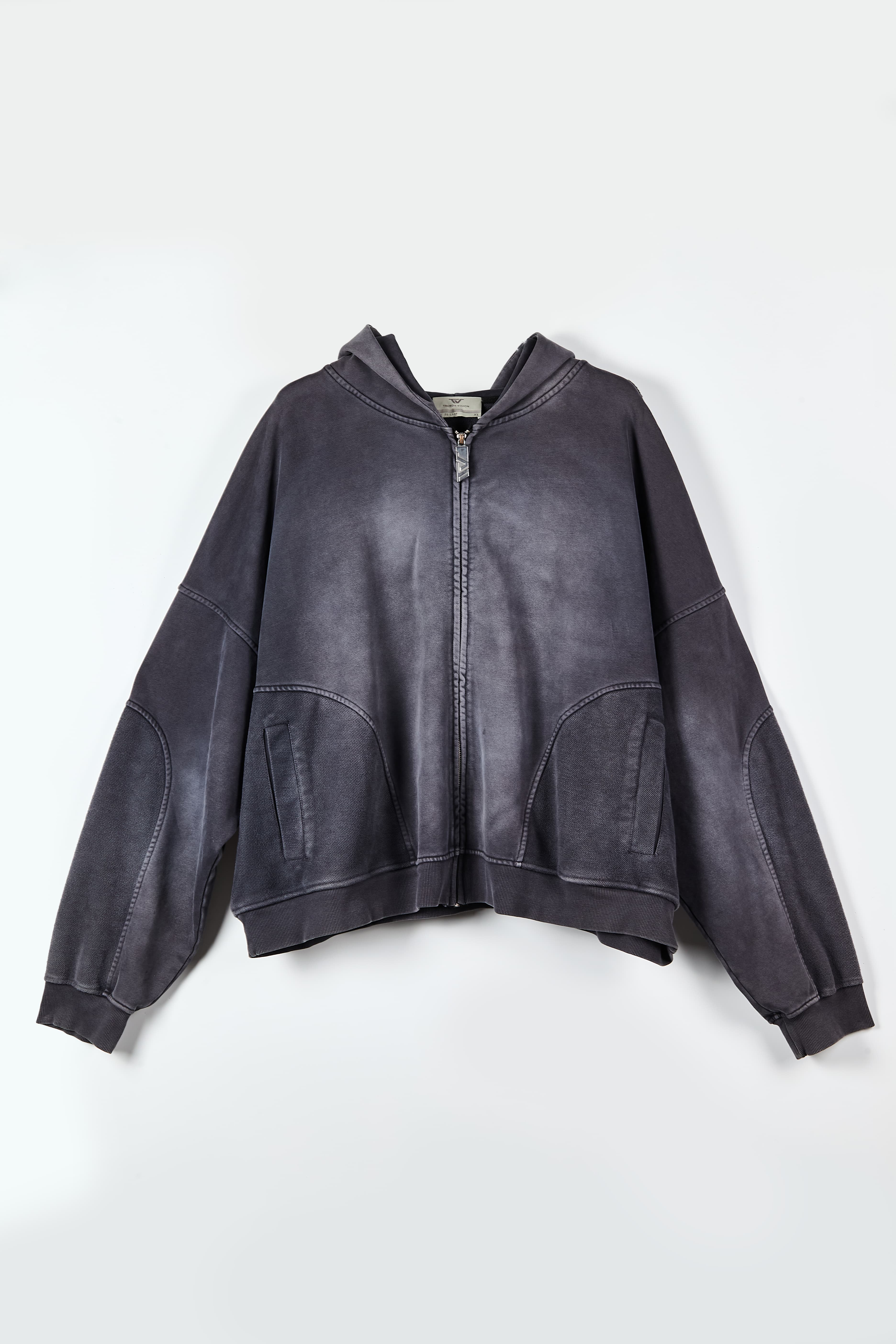 Vintage Washed Oversized Zip-Up Hoodie - Streetwear